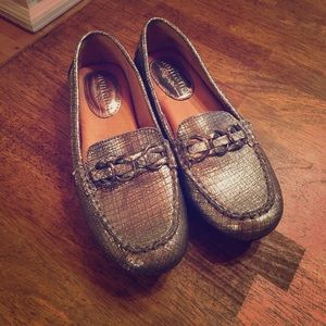 Silver, Leather Montana Loafers