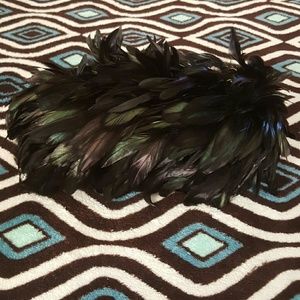 Elegant Iridescent Black Feather Evening Bag