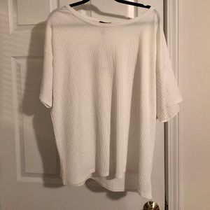 White knit ribbed tee