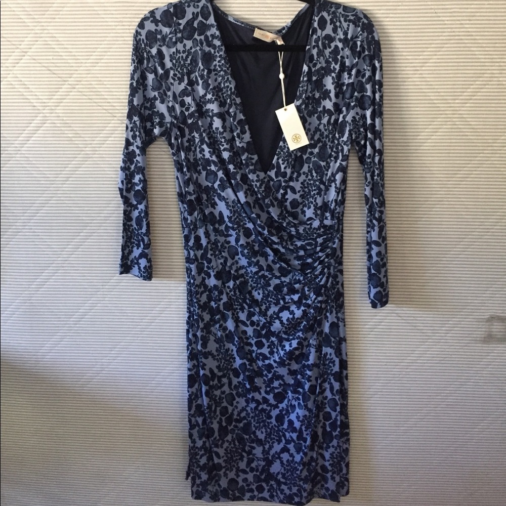 Tory Burch Navy Floral Wrap Dress
