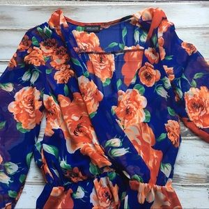 LOVE CULTURE Blue Chiffon Floral Romper!❤️