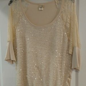 Sequin and lace shirt
