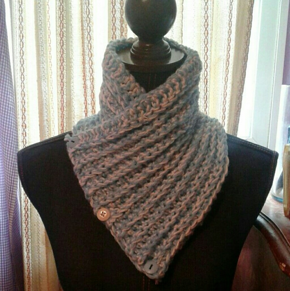 Crochet Buttoned Wrap Cowl/Scarf