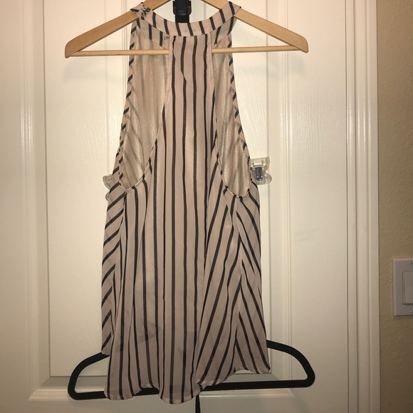 High neck striped sleeveless blouse - Picture 2 of 2