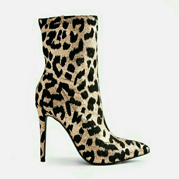 ***LAST PR 8*** Golden Leopard Stiletto Bootie NIB - Picture 5 of 7