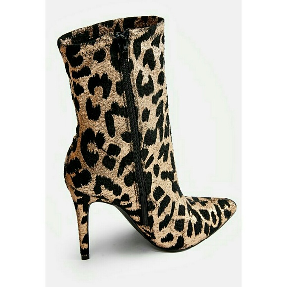 ***LAST PR 8*** Golden Leopard Stiletto Bootie NIB - Picture 6 of 7