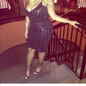 Black Sequin Bodycon Dress