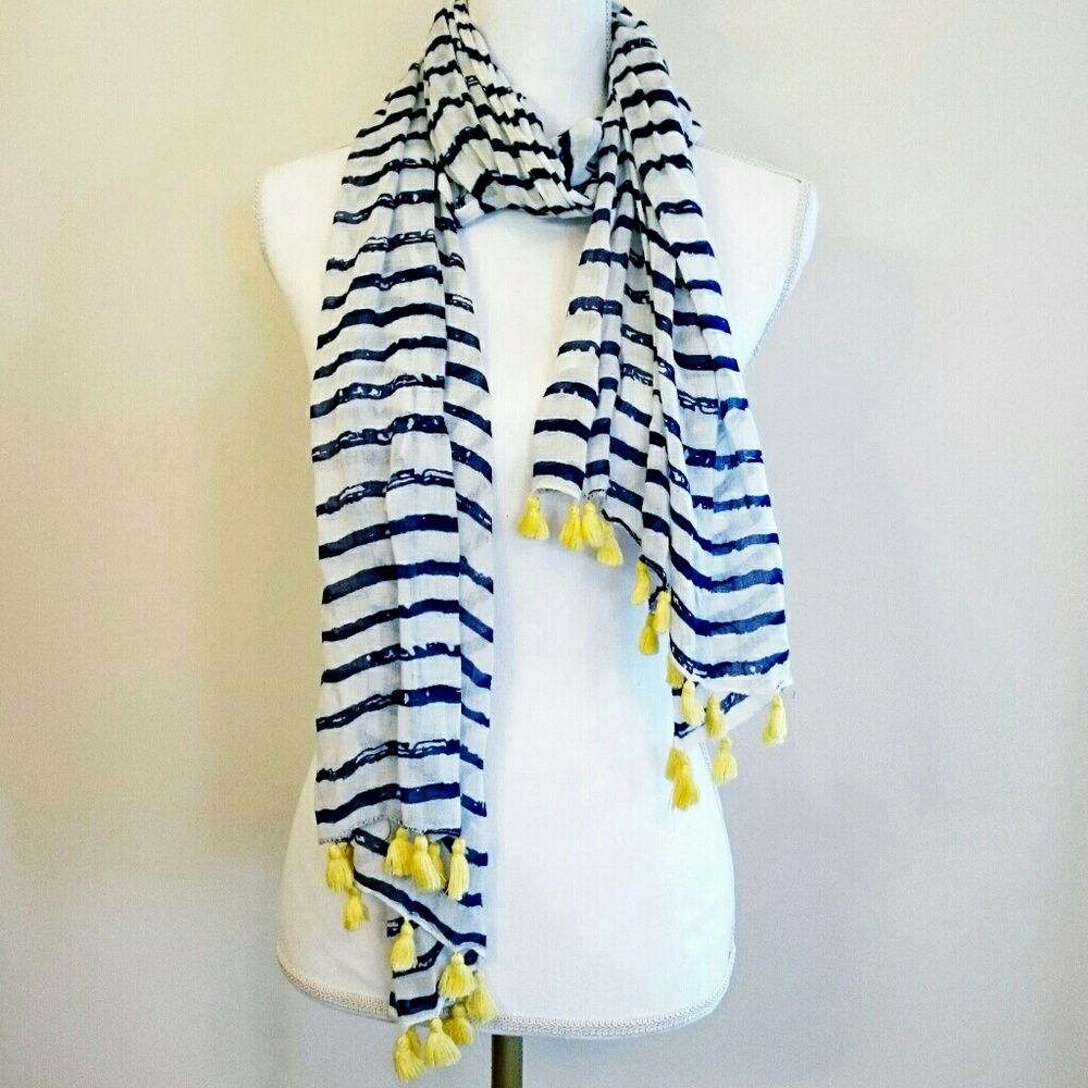 Tassel & Striped Summer Scarf