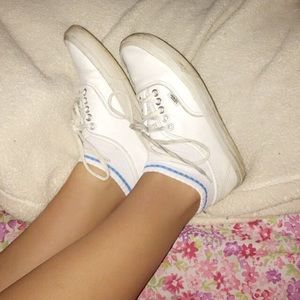 White Old- School Leather Vans