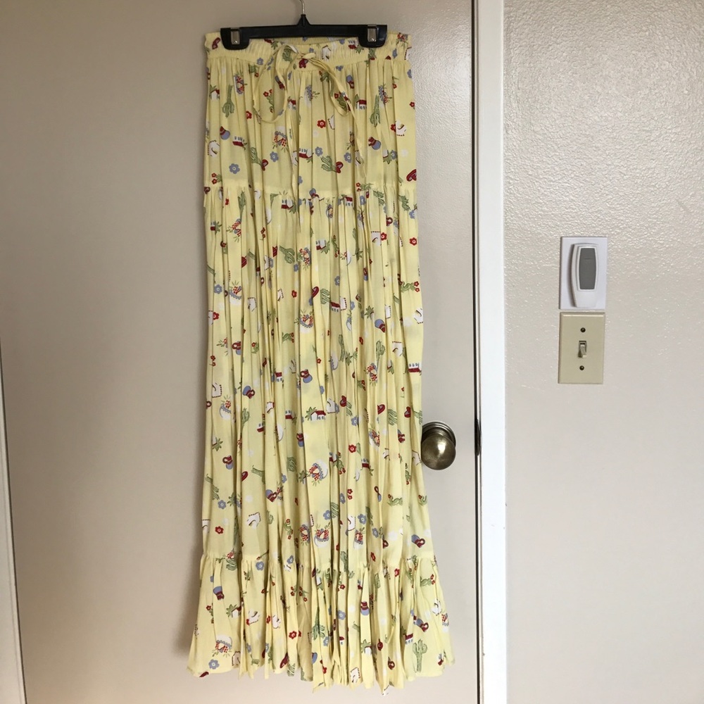 Yellow cactus print skirt long
