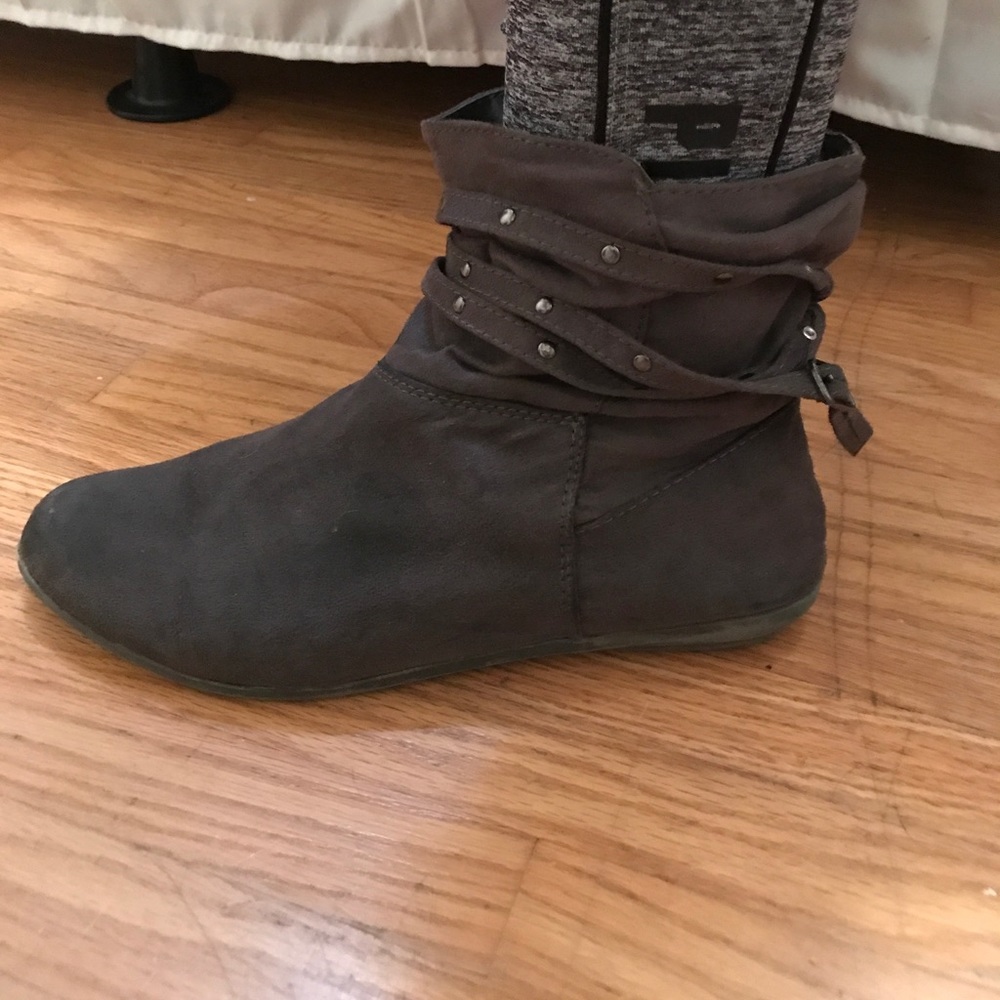 gray suede booties