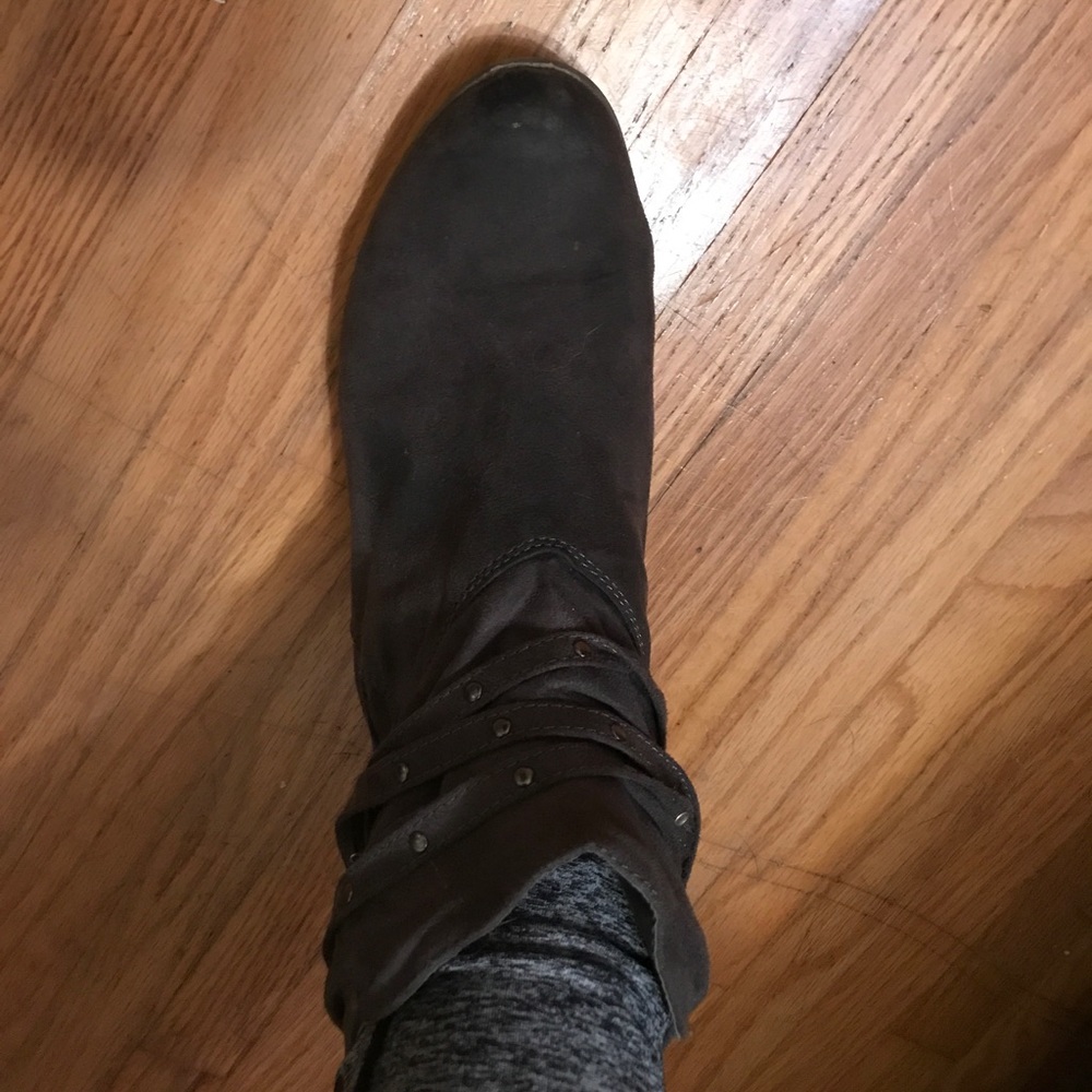 gray suede booties - Picture 2 of 3