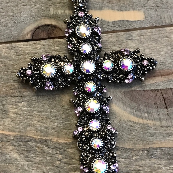 Handmade Sparkle Cross Pendant Necklace - Picture 2 of 2