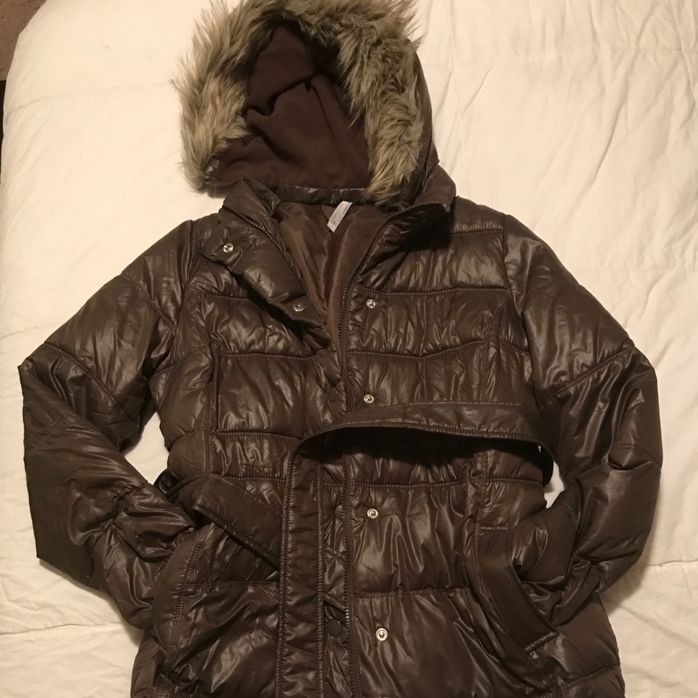 NWOT😁🎀OLD NAVY Brown PUFFER coat w/ Hood. SMALL