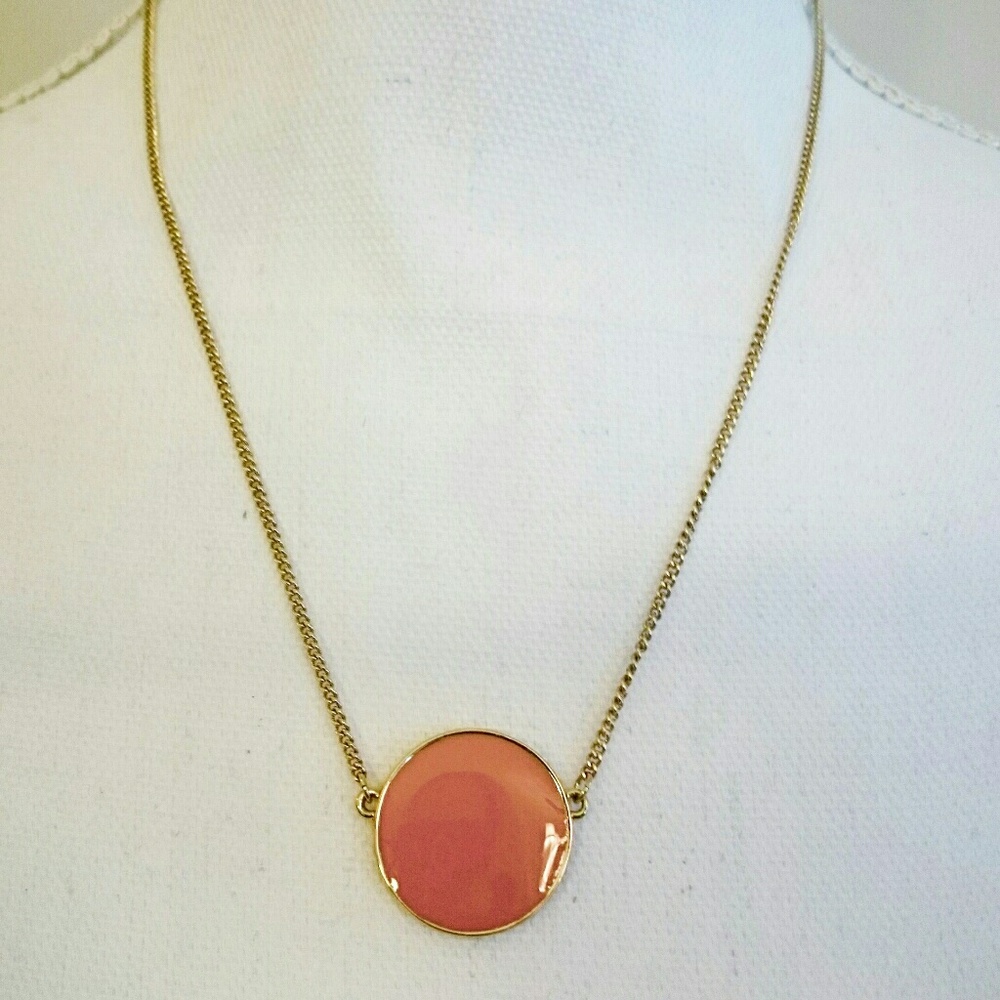 Gold Tone Peach Circle Necklace
