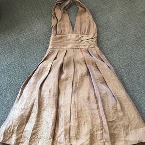 Adrianna Papell Metallic Halter Midi Dress