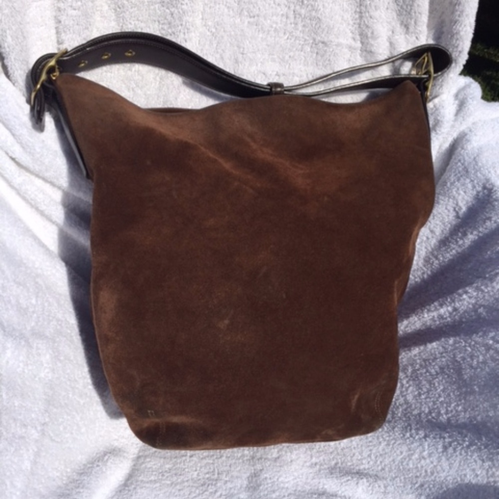 Coach Brown Suede Convertible Bucket Bag