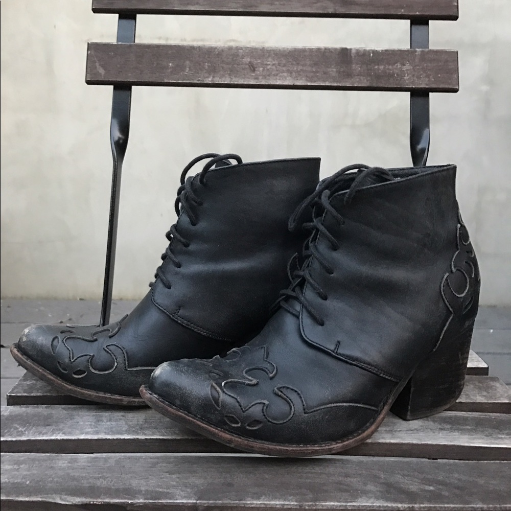 Jeffrey Campbell leather western flower booties