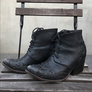 Jeffrey Campbell leather western flower booties