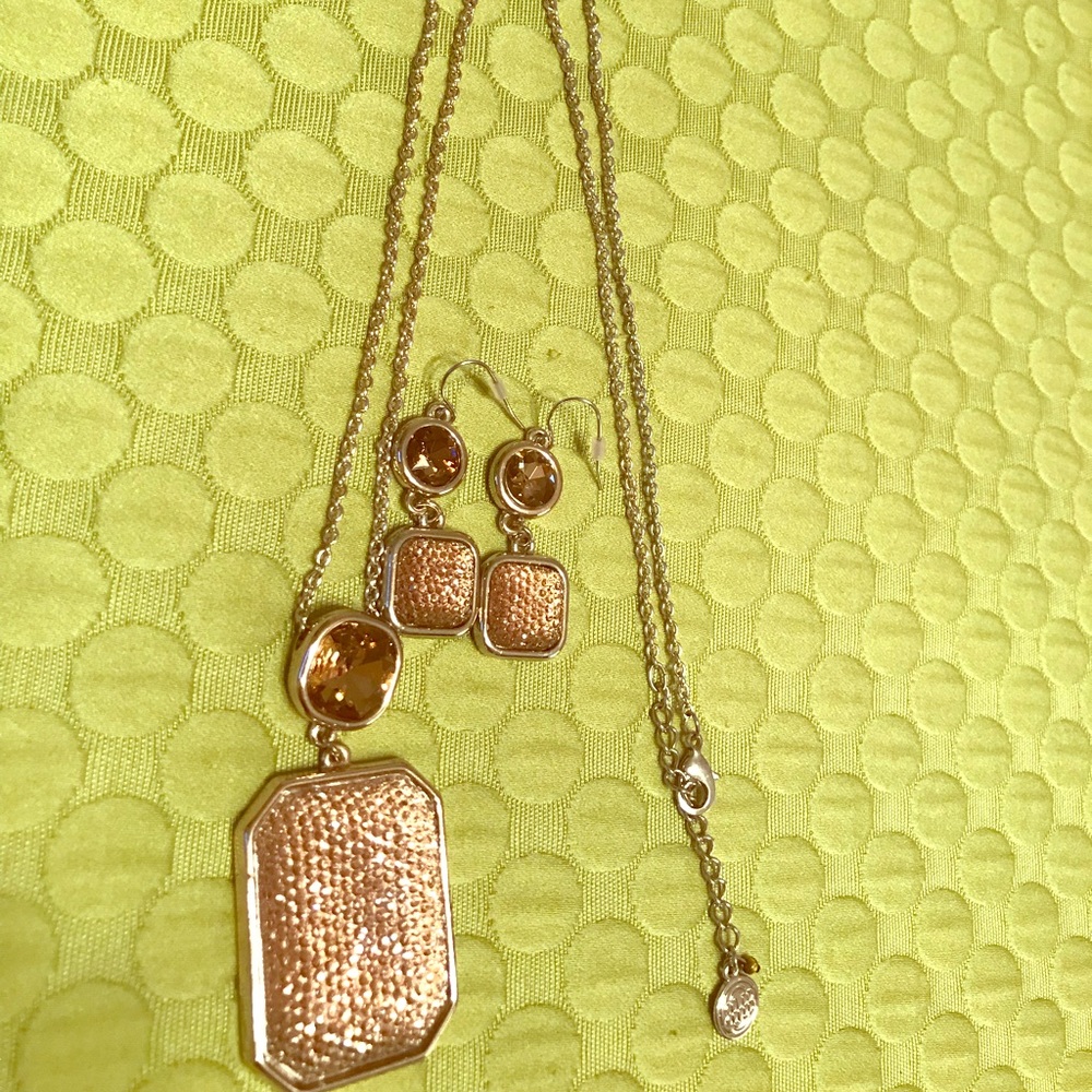 Earrings  & Necklace (hangs to middle of chest)