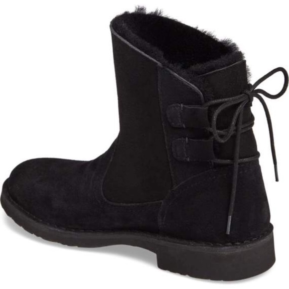 UGG Naiyah Lace back black genuine shearling boot - Picture 3 of 7