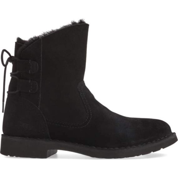 UGG Naiyah Lace back black genuine shearling boot - Picture 4 of 7