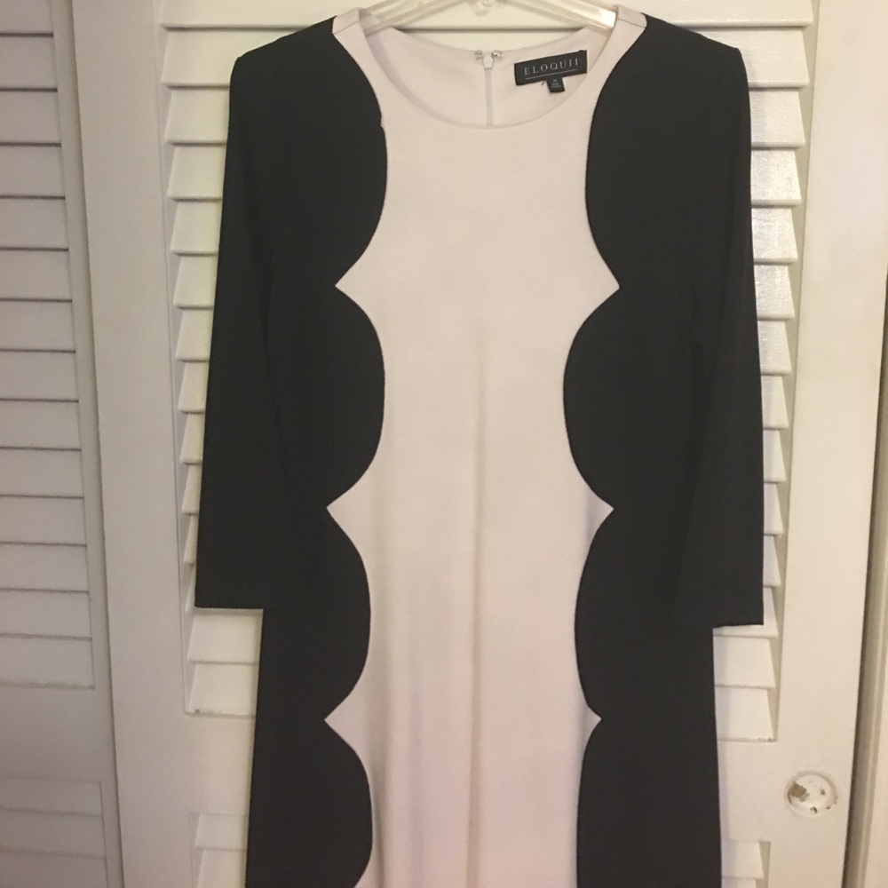 Black and white scallop lined dress