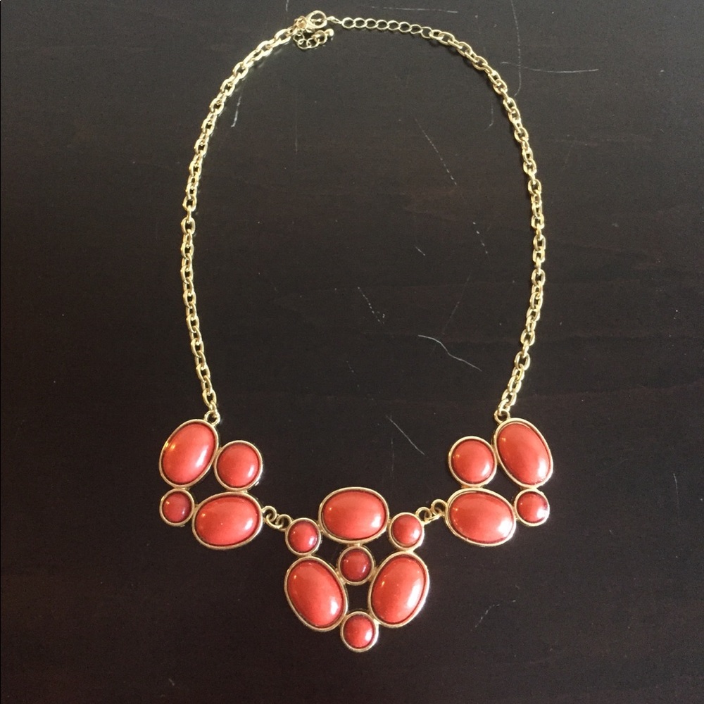 Rust/Salmon color Bauble Bead Necklace
