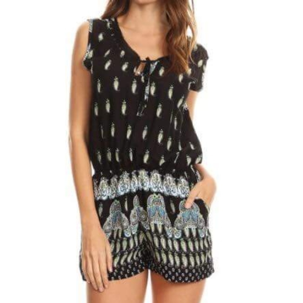 Black Paisley Romper