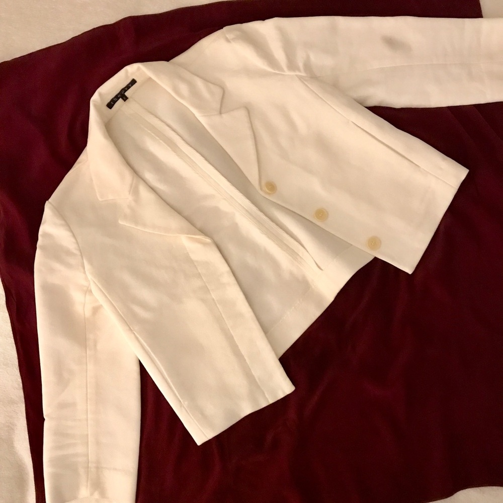 Theory cropped cotton white blazer