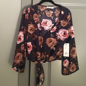 American Threads Floral Tie-Up Top