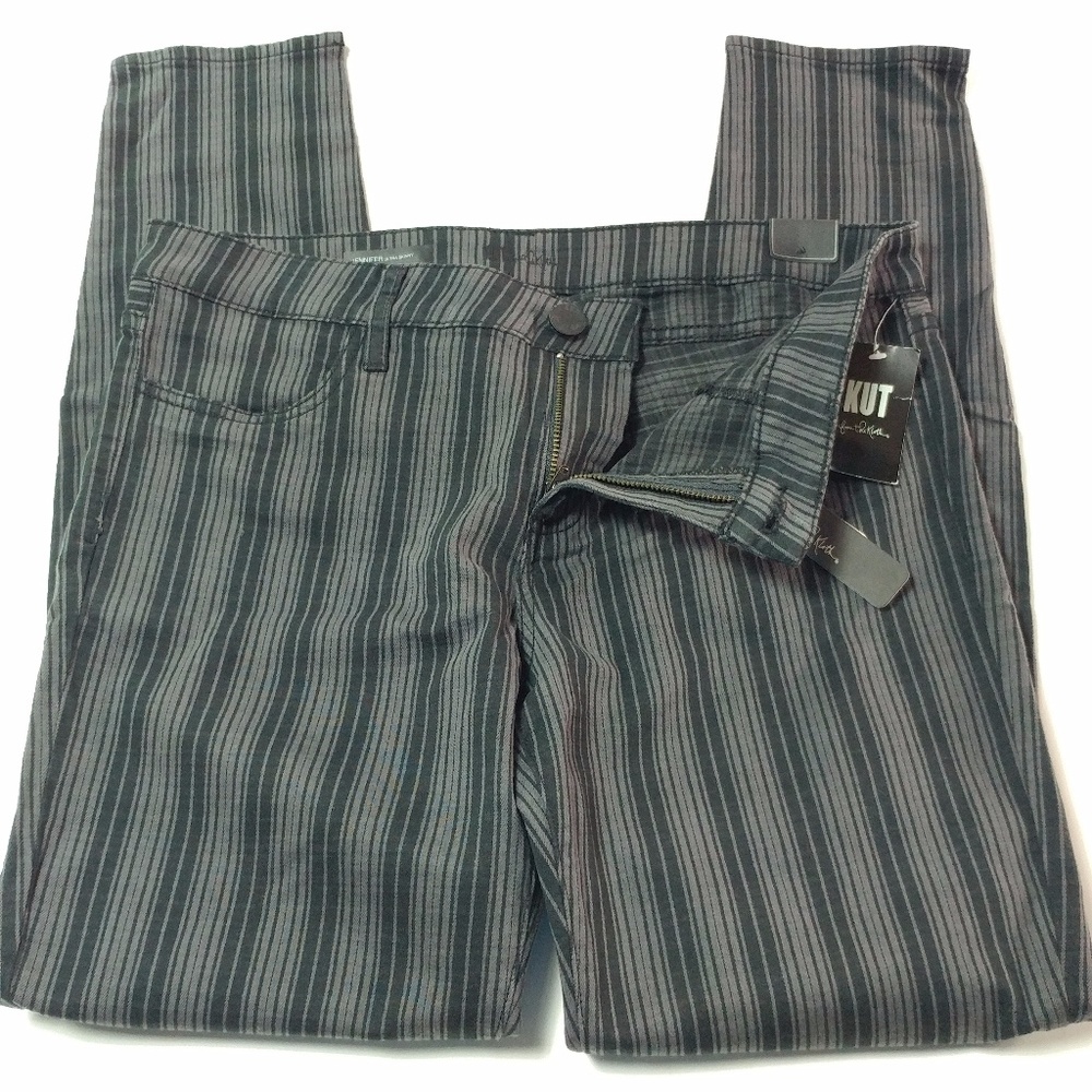 KUT sz 14 JENNIFER jeans ULTRA SKINNY striped stre