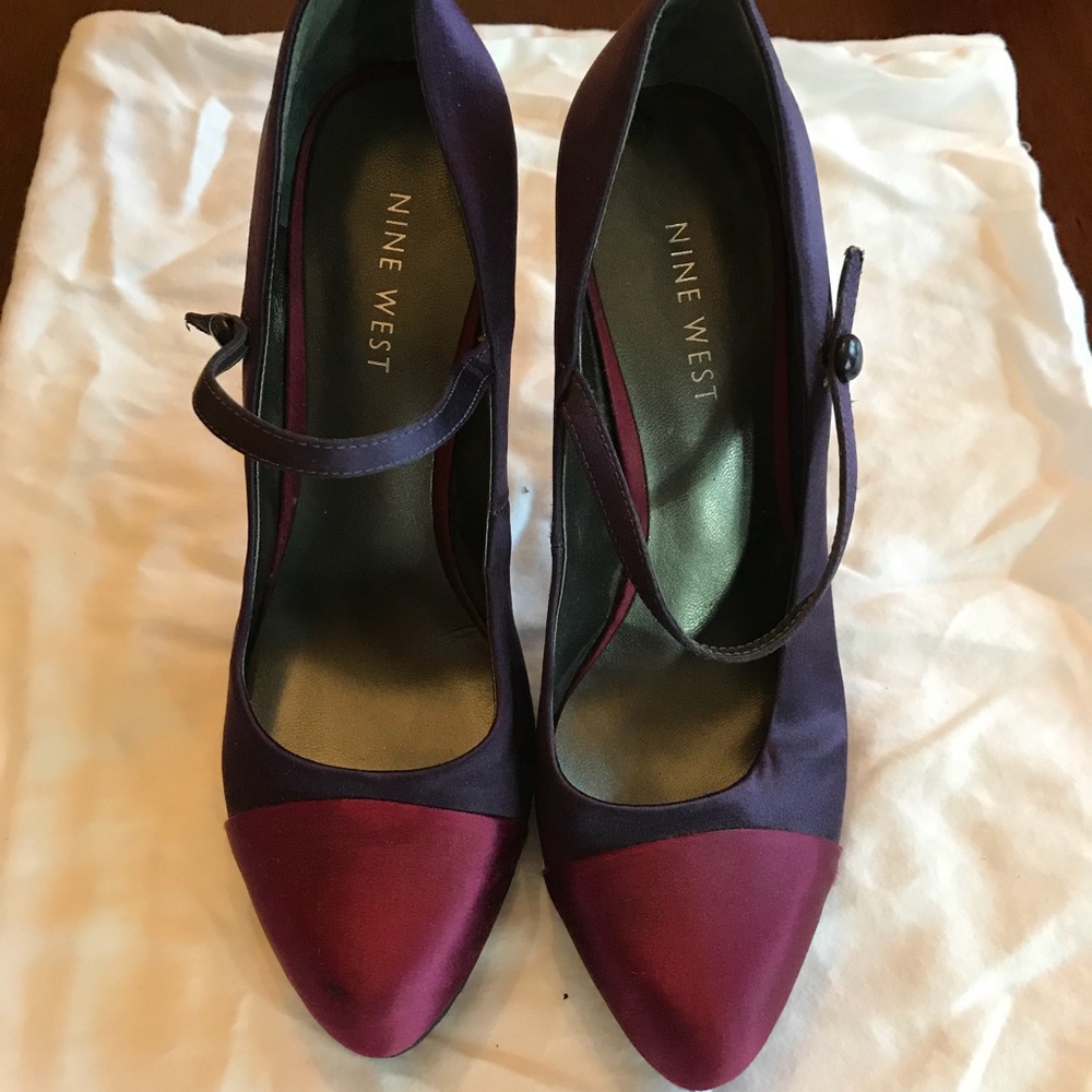 Two-Tone Satin Mary Jane Platform, Nine West, 7