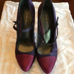 Two-Tone Satin Mary Jane Platform, Nine West, 7