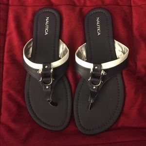 Navy and white nautica sandals