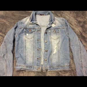 Denim Jacket with rips- like new! Size medium