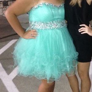 Teal Short Poofy Dress