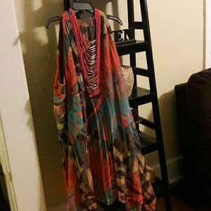 Halter neck style plus dress w/ matching necklace