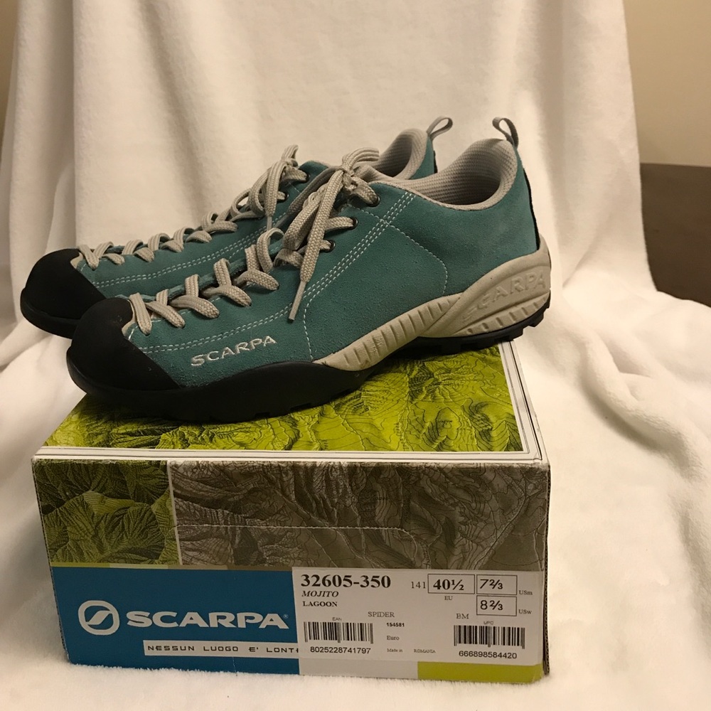 Scarpa Mojito Approach Hikers in Light Blue Suede