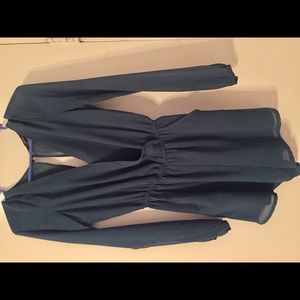 Dark Teal Sheer Long Sleeve Romper