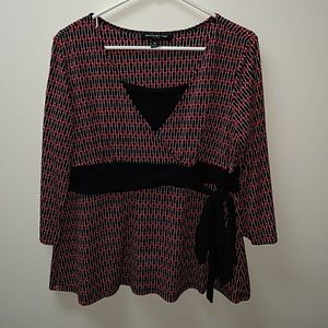 Red and black empire waist top