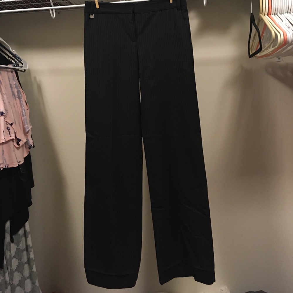 BCBG pinstripe black trousers