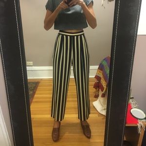Vintage Wide Leg Striped Pants - 8