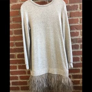 Haute Hippie gray dress with ostrich feathers!