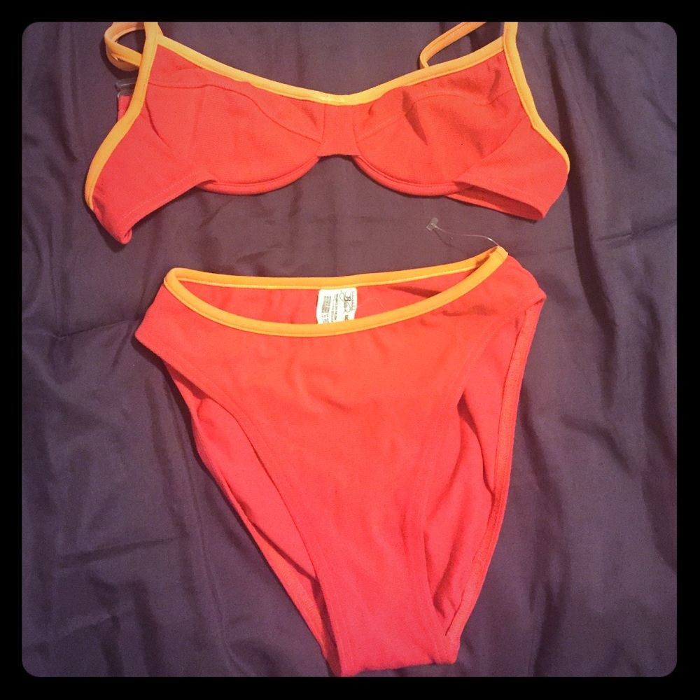 Orange and pink bathing suit
