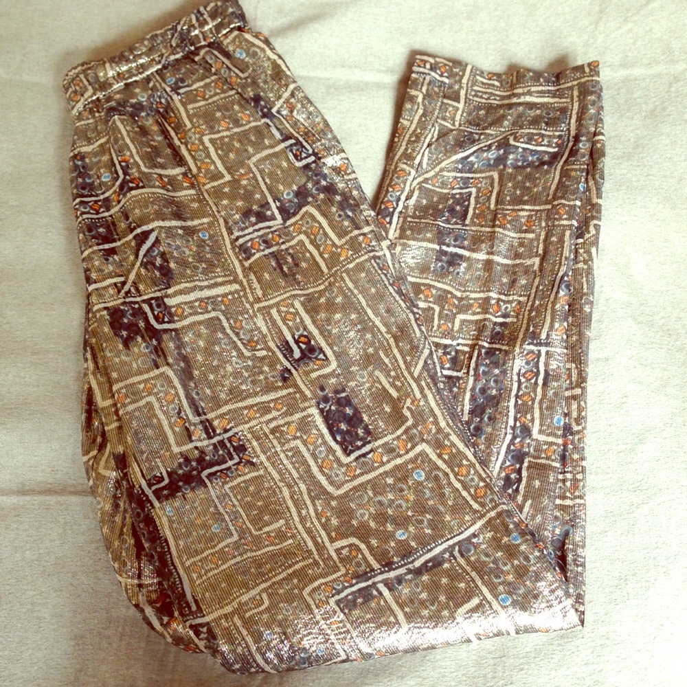 BNWOT Isabel Marant x H&M gold silk pants, size2
