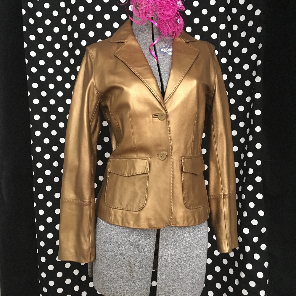 CABI LEATHER JACKET // Gold // Leather