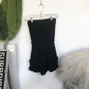 Black strapless romper
