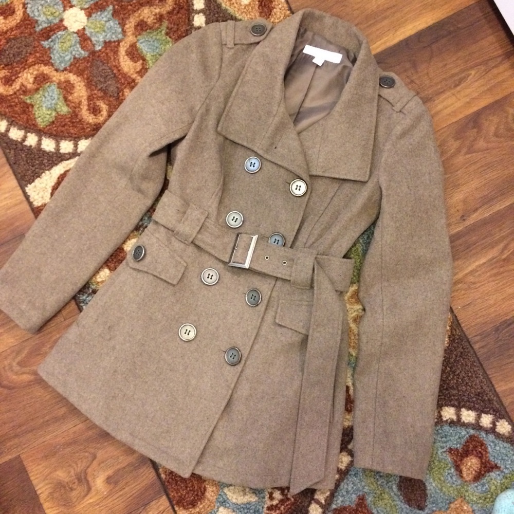 New York & Company Double Breasted Taupe Trench