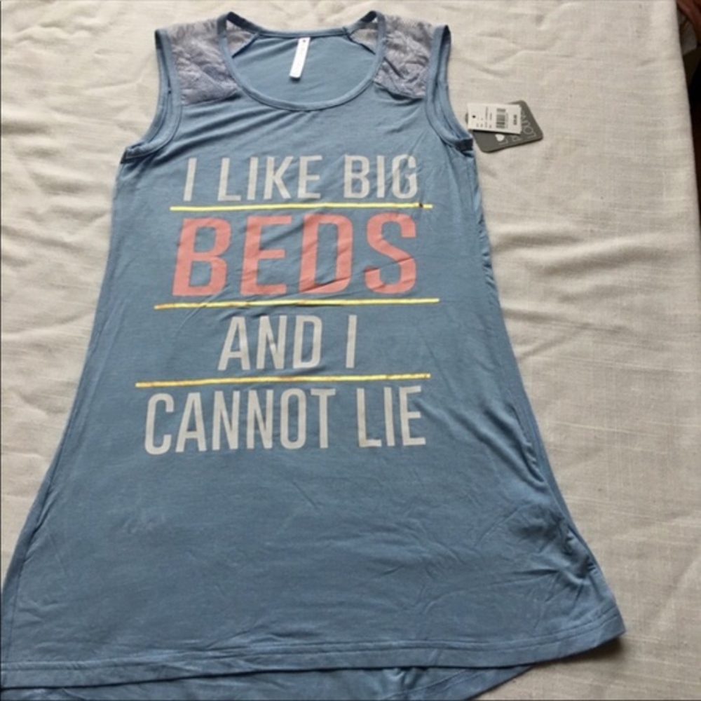Love Peace Lounge Blue Big Beds Sleep Shirt - Picture 4 of 8